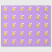 Happy Paaskonijn Konijn Ears Paars Yellow Cute Cadeaupapier (Vlak)