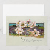 Happy Paaslandschap met Apple Blossom Feestdagenkaart (Voorkant / Achterkant)