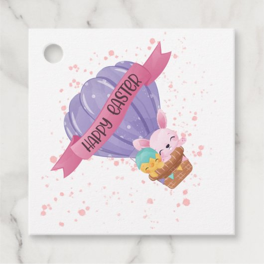 Happy paasluchtballon bedankjes labels (Voorkant)