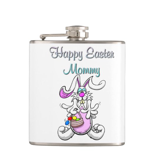 Happy Paasmam Vinyl Wrapped Flask Heupfles (Voorkant)