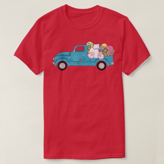 Happy Paasopslag Truck Bunny Eggs Mannen W T-shirt (Design voorkant)