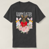 Happy Paaspaasdag Bunny Rabbit Trio T-shirt (Design voorkant)