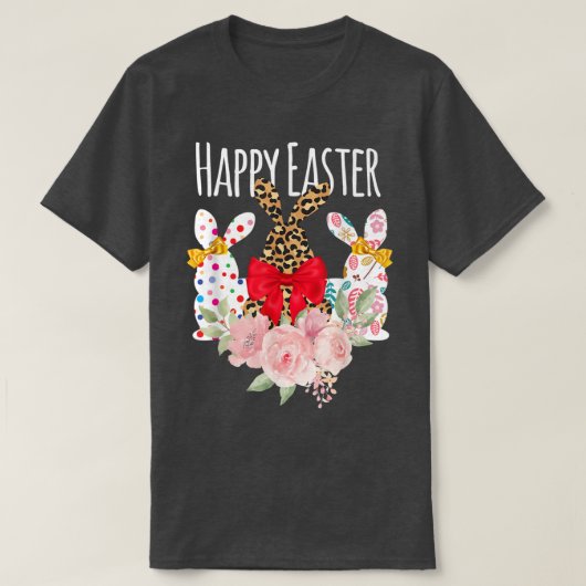 Happy Paaspaasdag Bunny Rabbit Trio T-shirt (Design voorkant)