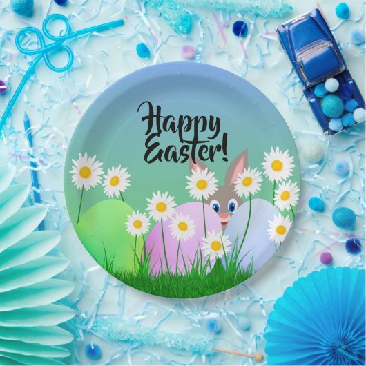 Happy Paaspapier Bord Cute Bunny Easter Eggs (Feest)