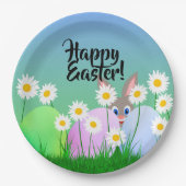 Happy Paaspapier Bord Cute Bunny Easter Eggs (Voorkant)