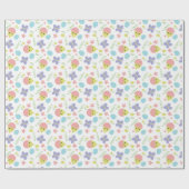 Happy Paaspasta kleurrijke Kawaii Spring Cute Cadeaupapier (Vlak)