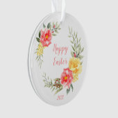 Happy Paasroze en gele rozen Ornament (voorkant)