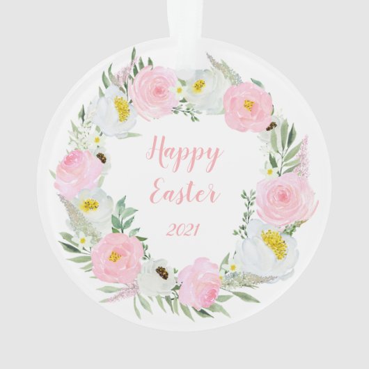 Happy Paasroze en White Roses Ornament (achterkant)