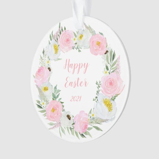 Happy Paasroze en White Roses Ornament (voorkant)