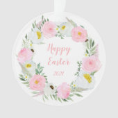 Happy Paasroze en White Roses Ornament (voorkant)