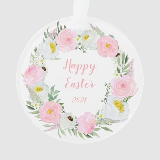 Happy Paasroze en White Roses Ornament (voorkant)