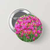 Happy Paasroze Tulip Garden Floral Ronde Button 5,7 Cm (Voorkant /achterkant)