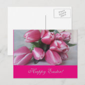 Happy Paasroze Tulps Flower Bouquet Card Feestdagenkaart (Voorkant / Achterkant)