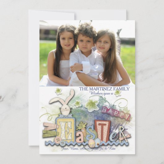 Happy-paasstijl fotokaart feestdagenkaart (Voorkant)