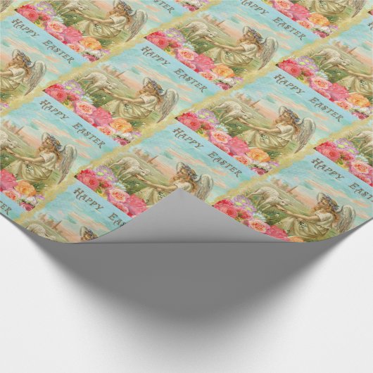 Happy Paast  Angel en Lamb Gift Wrap Cadeaupapier (Hoek)