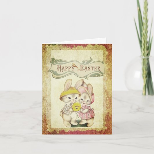 Happy Paast antiek afbeelding van paaskaart Kaart (Voorkant)