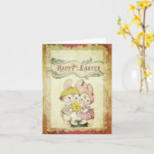 Happy Paast antiek afbeelding van paaskaart Kaart (Gele Bloem)