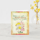 Happy Paast antiek afbeelding van paaskaart Kaart (Gele Bloem)