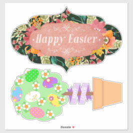 Happy Paast Banner en Topiary Cute Sticker