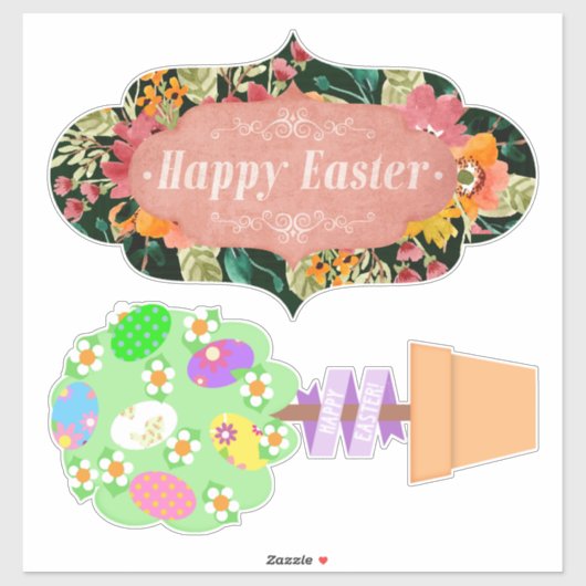 Happy Paast Banner en Topiary Cute Sticker (Vel)