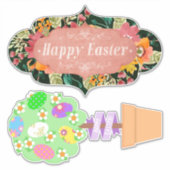 Happy Paast Banner en Topiary Cute Sticker (Voorkant)