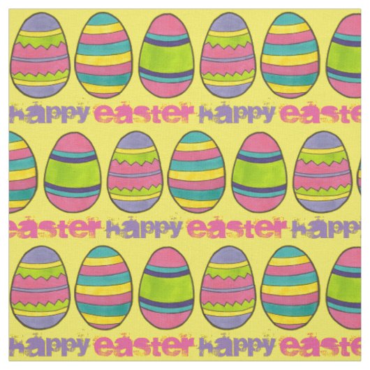 Happy Paast Basket Painted Egg Hunt Eggs Stof (Swatch)
