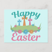 Happy Paast Beauful Religious Flower Crosses Briefkaart (Voorkant)