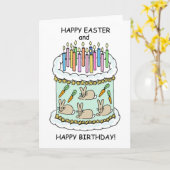 Happy Paast Birthday Cute Cake en Candles Kaart (Gele Bloem)