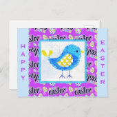 Happy Paast Blue Chick Briefkaart (Voorkant / Achterkant)