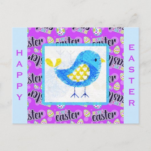 Happy Paast Blue Chick Briefkaart (Voorkant)