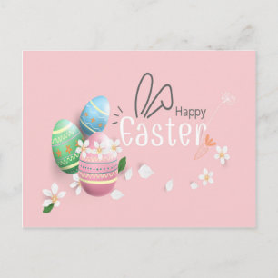 Happy Paast Blue Roze Green Egg Greeting Briefkaar Briefkaart