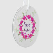 Happy Paast Bright Roze en Witte Bloemen Ornament (voorkant)
