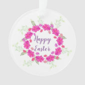 Happy Paast Bright Roze en Witte Bloemen Ornament (voorkant)
