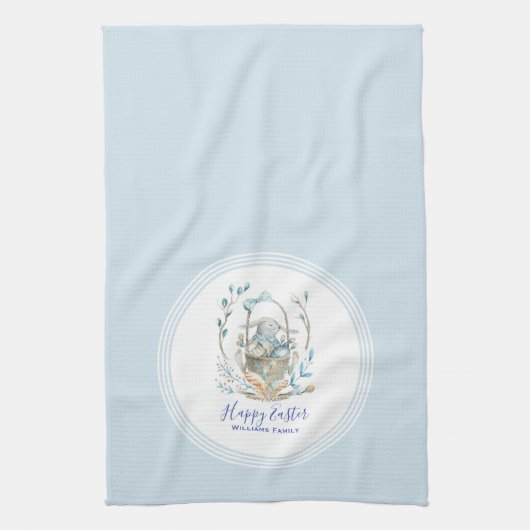 Happy Paast Bunny Basket Theedoek (Verticaal)