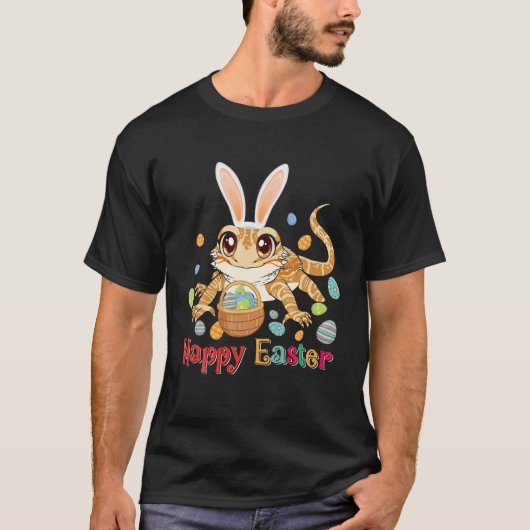 Happy Paast Bunny Bearded Dragon Easter Eggs T-shirt (Voorkant)