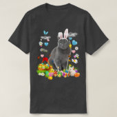 Happy Paast Bunny Cat Russian Blue Eggs Bask T-shirt (Design voorkant)