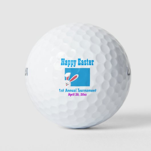 Happy Paast Bunny Cute Blue Tournament Ouing Golfballen (Voorkant)