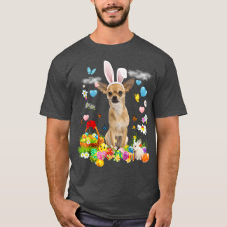 Happy Paast Bunny Dog Chihuahua Eggs Basket T-shirt