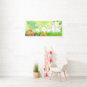 Happy Paast Bunny Easter Easter Easter Basket Spandoek (Insitu)