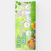 Happy Paast Bunny Easter Easter Easter Basket Spandoek (Verticaal)