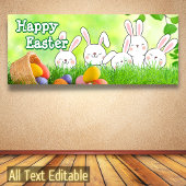 Happy Paast Bunny Easter Easter Easter Basket Spandoek