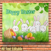 Happy Paast Bunny Easter Easter Easter Basket Wandkleed