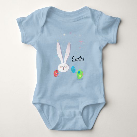 Happy Paast Bunny Easter Eggs Hunt Party Romper (Voorkant)