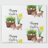 Happy Paast Bunny en Holiday Basket Cadeaupapier (Vlak)