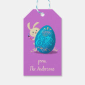  Happy Paast Bunny Painting Egg Cadeaulabel (Voorkant)