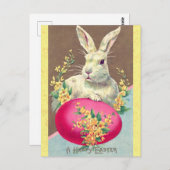  Happy Paast Bunny Rabbit Egg Briefkaart (Voorkant / Achterkant)