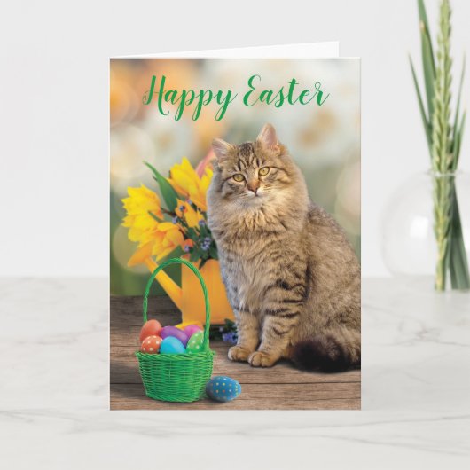 Happy Paast Cat Card-paasmandje Bedankkaart (Voorkant)