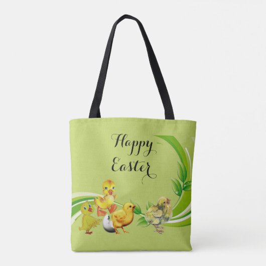 Happy Paast Chicken Egg Greenery Foliage Elegant Tote Bag (Achterkant)
