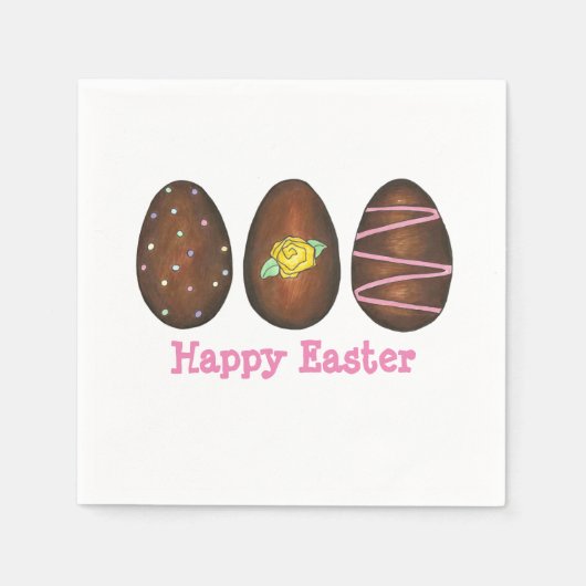 Happy Paast Chocolate Butterroom Eieren Snoepjes Servetten (Voorkant)