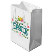 Happy Paast Colorful Easter Eggs Medium Gift Bag Cadeauzakje (Achterkant Gekanteld)